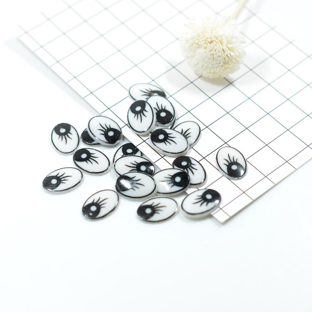 Art Craft Eyes - ดวงตาการ์ตูนรูปวงรีแบน พลาสติกแบบแบนด้านหลัง สำหรับงาน DIY ตุ๊กตาจิ๋ว ของตกแต่ง