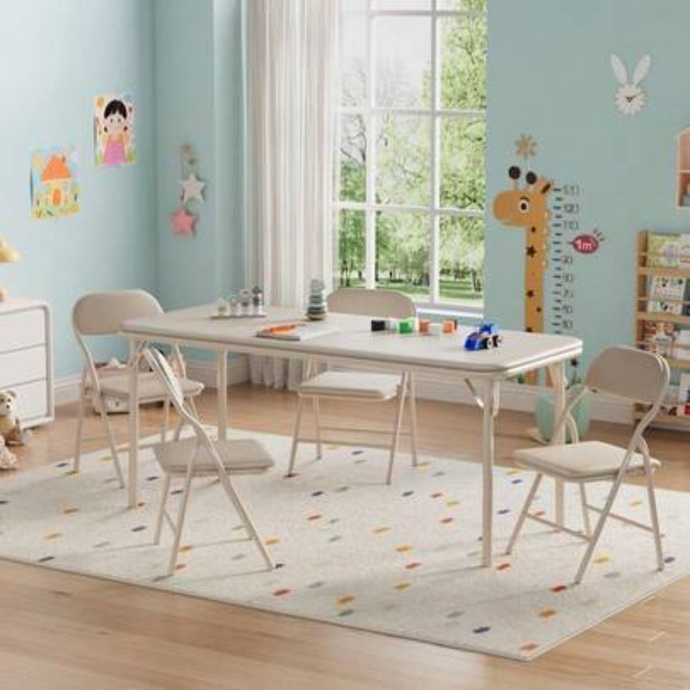 Art Craft Toddler - ชุดโต๊ะกิจกรรมสำหรับเด็ก โต๊ะพับได้พร้อมท็อปหนัง PU หนา โต๊ะทำงานศิลปะสำหรับเด็กเล็ก ใช้ได้ทั้งในร่มและกลางแจ้ง