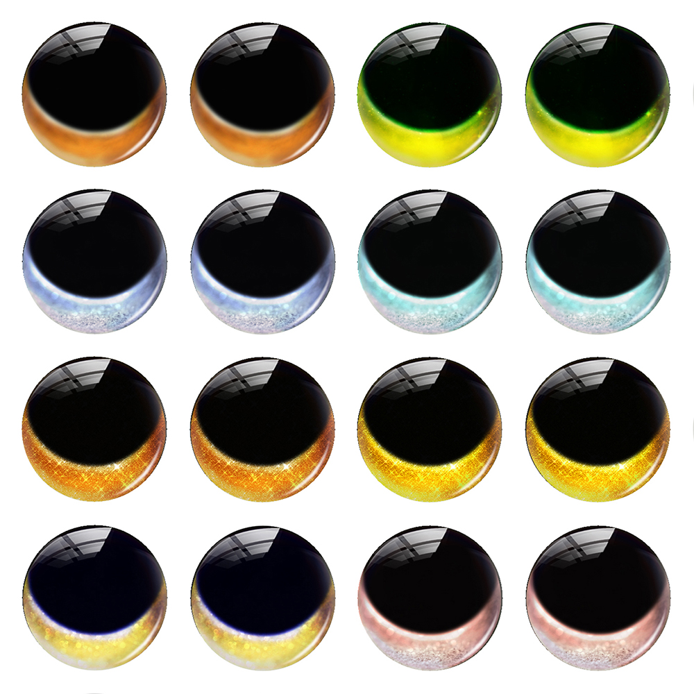 Art Craft Eyes - ดวงตาตุ๊กตาแฮนด์เมดรูปทรงกลม ทำจากผ้า สำหรับงาน DIY เครื่องประดับ พร้อมกระจกคาโบชองแบบแบน