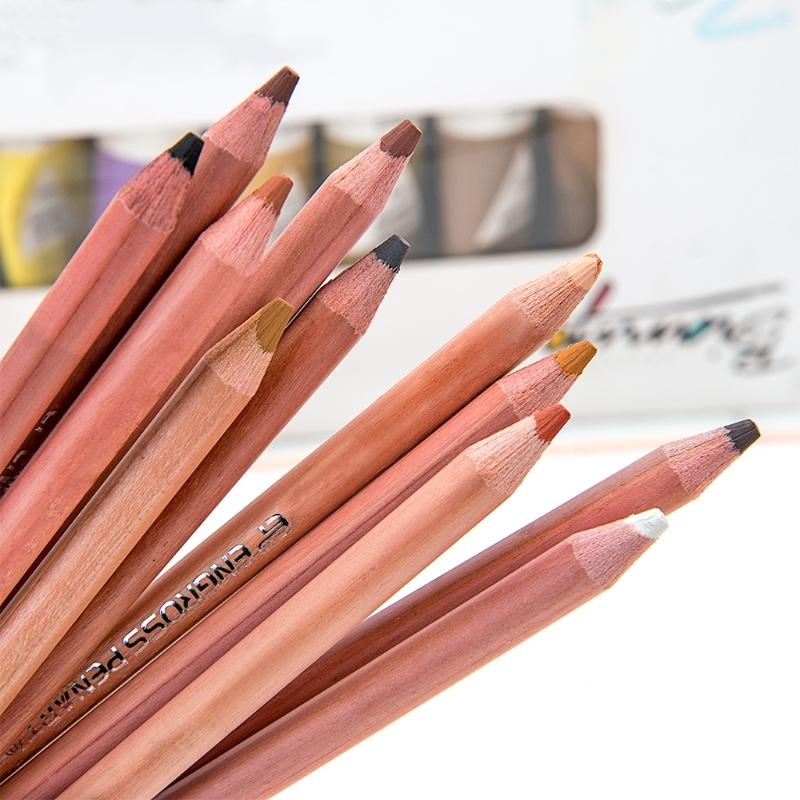Colored Pencil Professional - 12 ชิ้น ดินสอสีพาสเทลแบบนุ่มระดับมืออาชีพ ดินสอสีพาสเทลสำหรับสีผิว ขายดีที่สุด