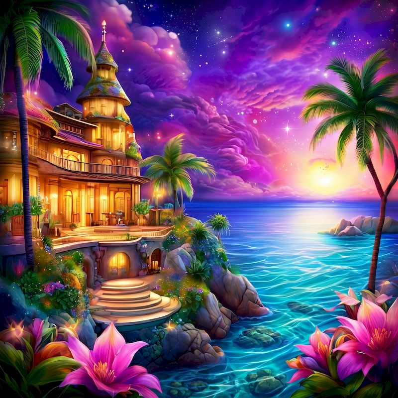 Wallpaper Art And Craft - ชุดภาพวาดเพชรริมทะเล GATYZTORY งานฝีมือศิลปะ DIY ภาพวิวทิวทัศน์ รูปทรงกลม/สี่เหลี่ยม