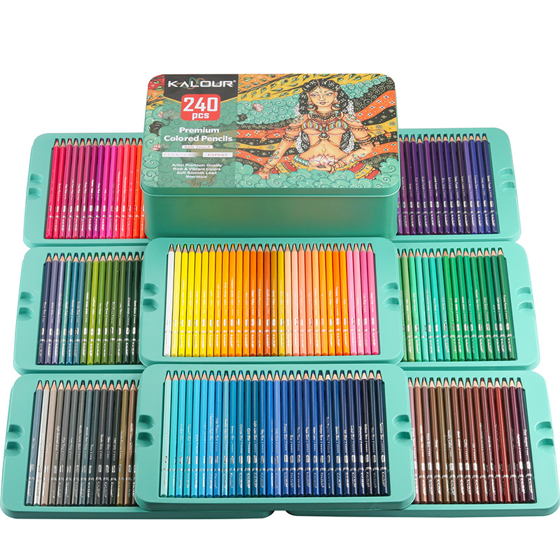 Colored Pencil Professional - ชุดดินสอสี KALOUR 240 สี พร้อมกล่องเหล็กหรูหรา ทนต่อแรงกระแทก