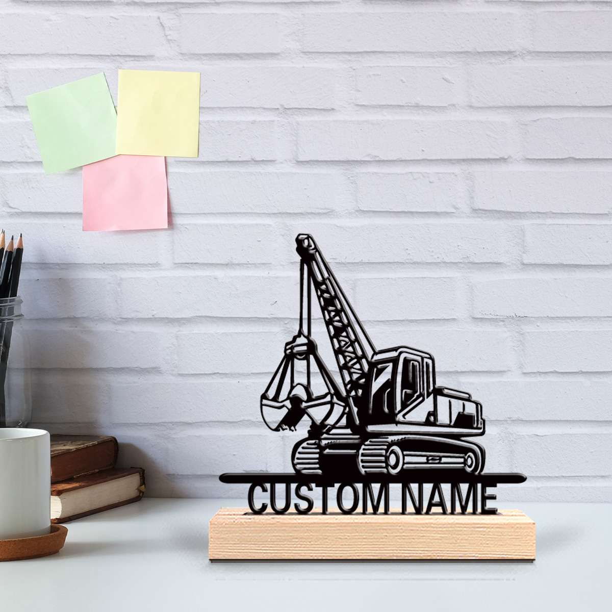 Art Craft Games - รูปปั้นรถแทรกเตอร์ 1 ชิ้น แบบกำหนดเอง พร้อมฐานไม้ งานศิลปะโลหะตกแต่งสำนักงาน