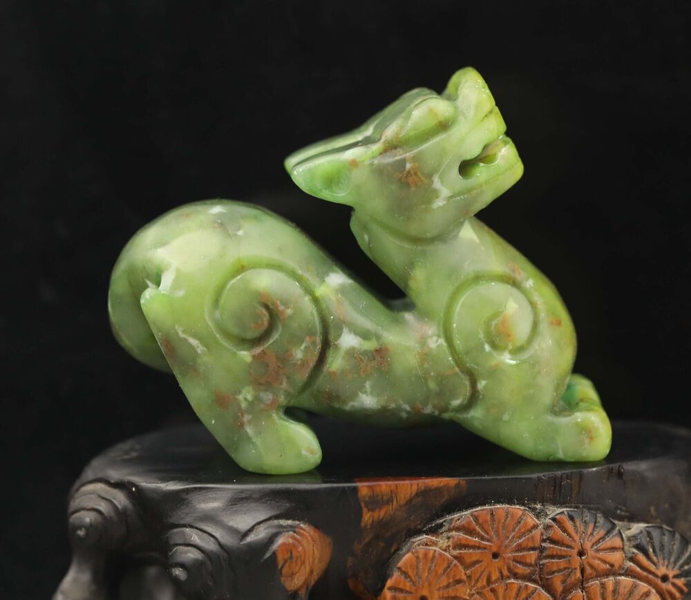 Art Craft Love - หยกธรรมชาติแกะสลักด้วยมือรูปมังกร งานฝีมือสะสมศิลปะพื้นบ้านโบราณ