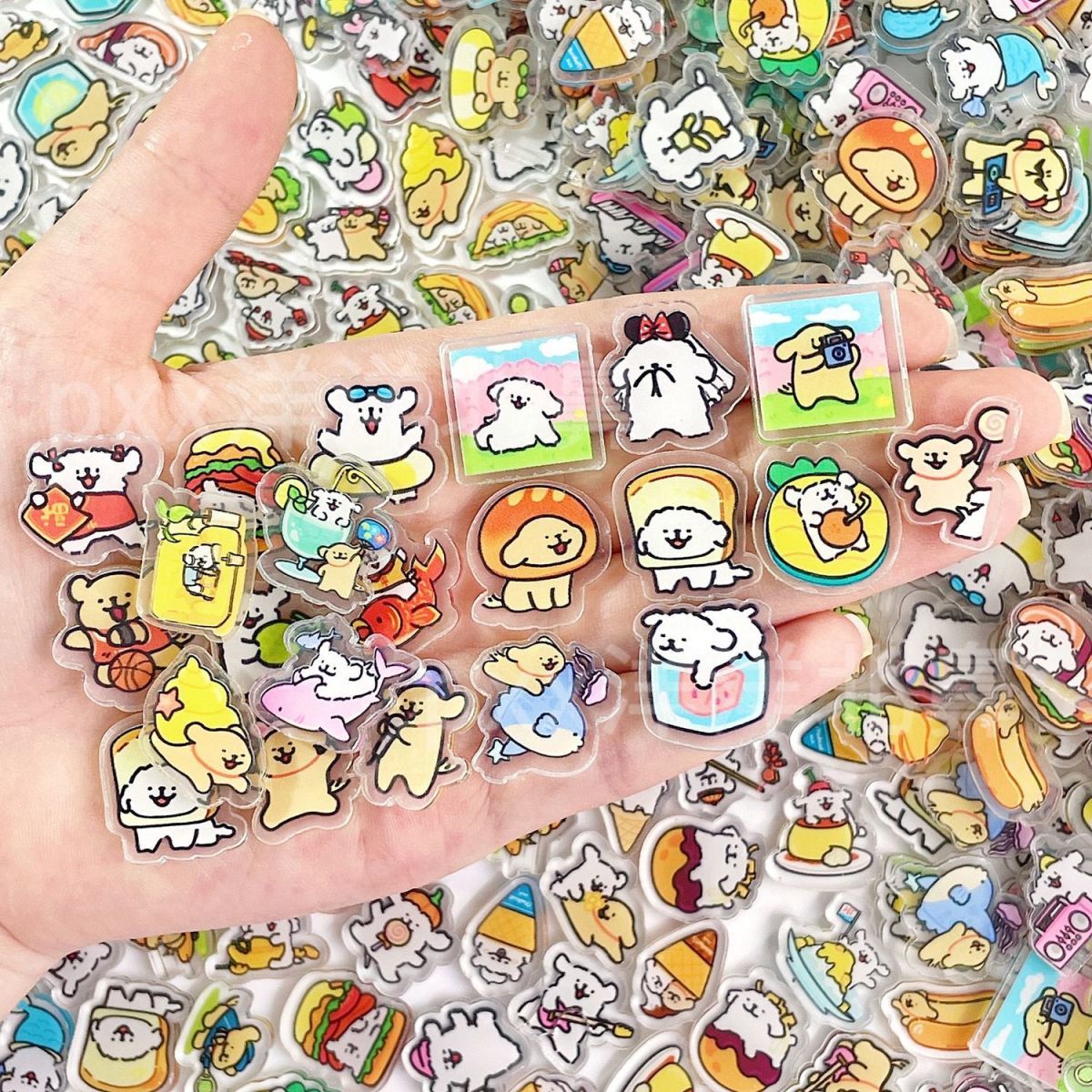 Art Craft Material - แผ่นอะคริลิกชั้นเดียวขนาด 1 ซม. 2 ซม. ลายสุนัขตัวเล็ก