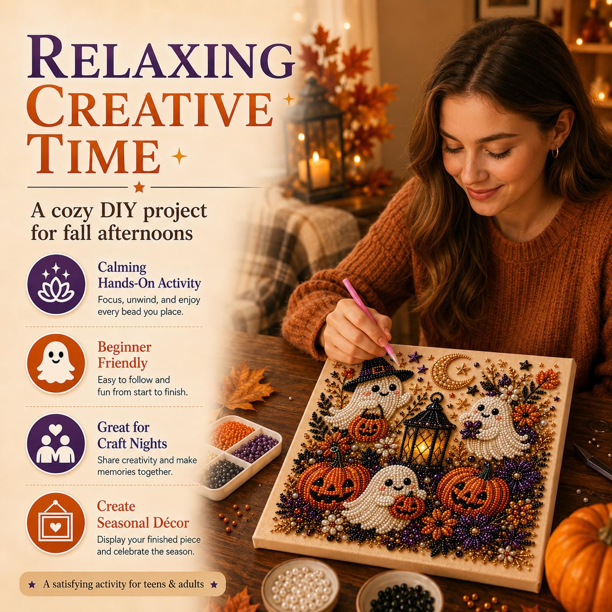 ชุดงานศิลปะไข่มุกผีฮาโลวีนสำหร - Art Craft Adult บทวิจารณ์และราคา