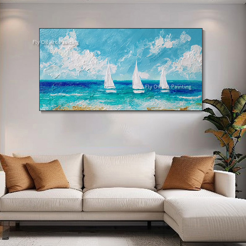 ภาพวาดสีน้ำมันเรือใบในมหาสมุทร - Painting Knife Palette บทวิจารณ์และราคา