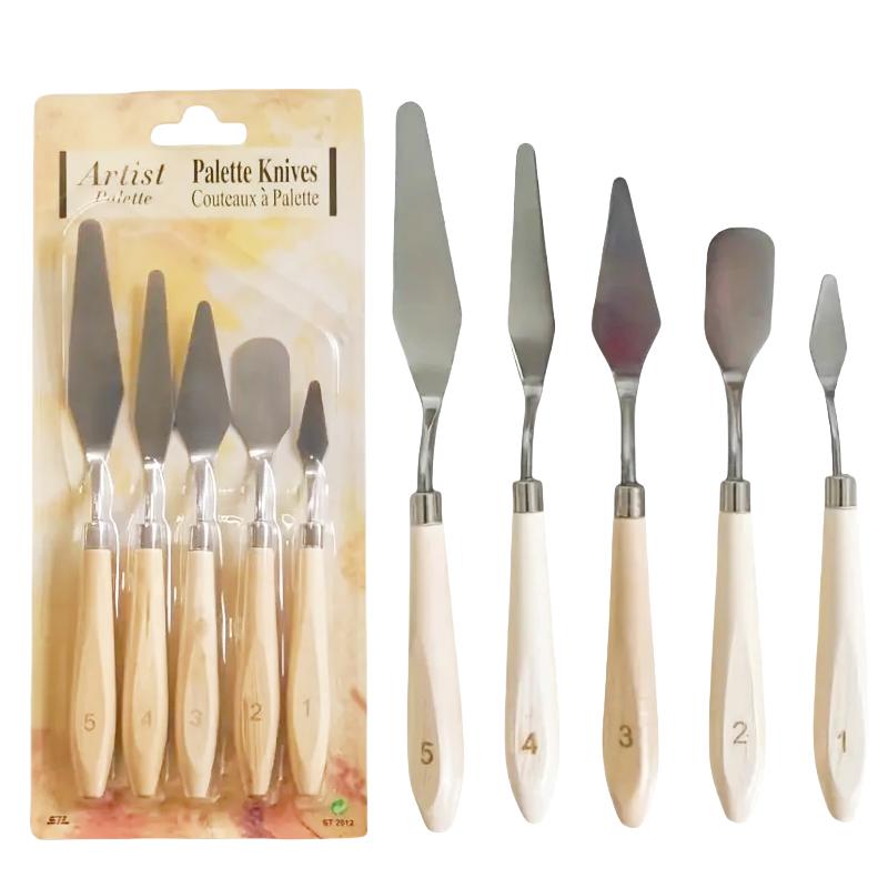 จานสีน้ำมัน5ชิ้นใบมีดโกนไม้พาย - Painting Knife Palette บทวิจารณ์และราคา