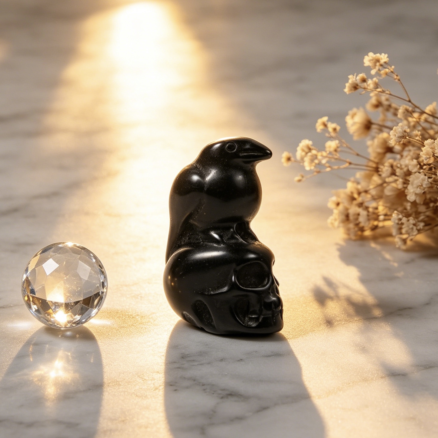 หัวกะโหลกอีกาขนาดเล็กทำจากคริส - Unique Art Craft บทวิจารณ์และราคา