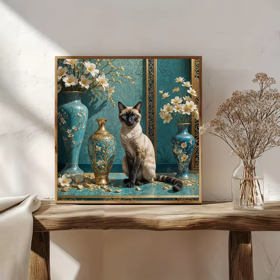 งานศิลปะโมเสกเพชร รูปแมว แจกัน - Wallpaper Art And Craft บทวิจารณ์และราคา